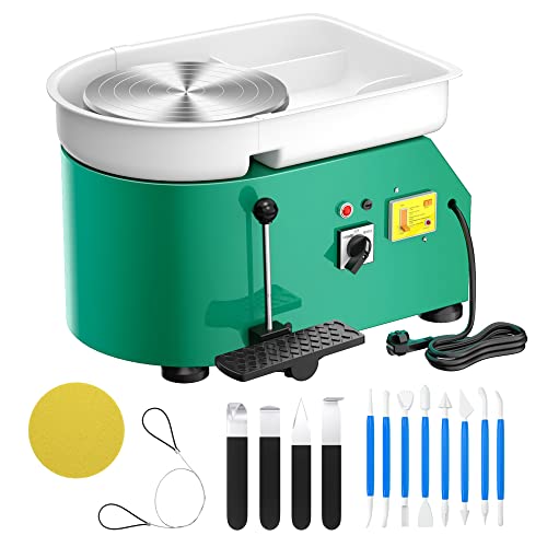 wheels for green machine - SKYTOU Pottery Wheel Pottery Forming Machine 25CM 350W Electric Pottery Wheel with Detachable Basin Foot Pedal DIY Clay Tool Ceramic Machine Work Clay Art Craft (Green)