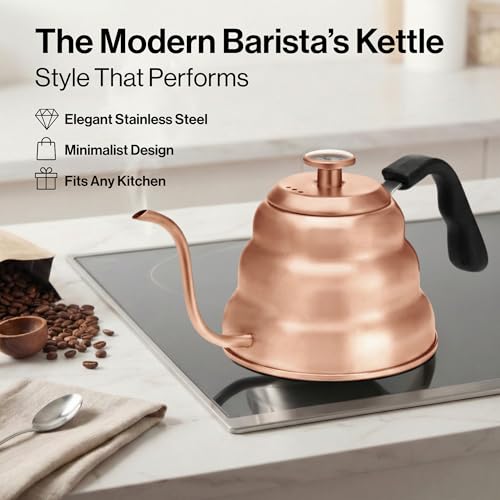 Image of Barista Warrior Gooseneck Kettle, 1L Pour Over Kettle, Copper