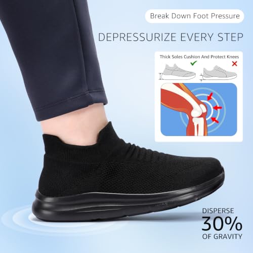 Image of STQ Wide Toe Box Walking Shoes for Women Slip On Breathable Sock Sneakers | Arch Support, Sock Like Mesh, Breathable Upper, Lightweight, Non Slip, Comfortable, Daily Wear, Minimalist