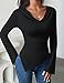 ZESICA Women's Long Sleeve Cowl Neck Shirts Slim Fit Going Out Y2k Tops Blouses 2025 Fall Outfits Fashion Clothes,Black,Small