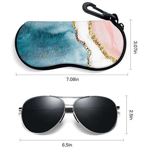 Image of Sunglasses Soft Case with Carabiner Ultra Light Neoprene Zipper Glasses Case