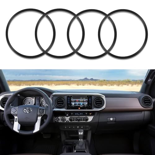 Image of Aluminum Alloy Vent Outer Rings Kit for Toyota Tacoma 2016-2023 (4pcs Black) - Air Conditioner Vent Trim Rings, Metal Interior Upgrade Accessories