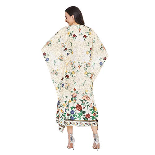 Image of Oussum Women Long Maxi Plus Size Polyester Kaftan Gown, Womens Kaftan Dresses Lounge Resort Wear, Plus Size Kaftan