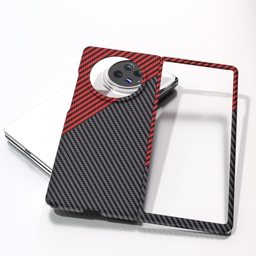 COQUE Case vivo X Fold3 Shell,Carbon Fiber Folding Phone Cover for vivo X Fold3-Black Red - Image 2
