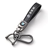 for BMW Keyring, Leather Car Keychain Compatible with BMW 1 3 5 6 Serie X1 X3 X7 X5 X6 Z4 7 M Series, Leather Keychain Lanyard for Car Key Fob Holder, Black