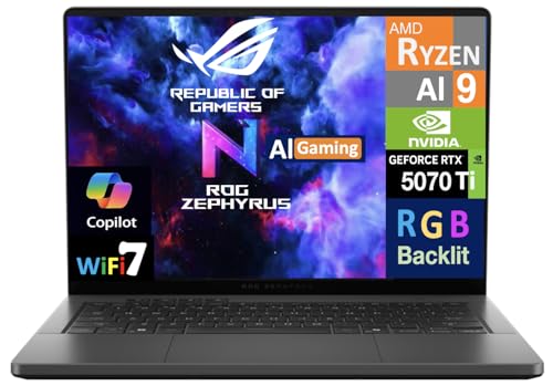Image of ASUS ROG Zephyrus G14 AI Gaming Laptop 14.0 inch 120Hz 2.8K Display (AMD Ryzen AI 9 HX 370, GeForce RTX 5070 Ti 12GB, 32GB LPDDR5X, 4TB PCIe SSD, RGB KB, WiFi 7, Webcam, Win 11 Pro) w /USB-C Dock