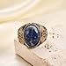 LXBQYSTO Retro Large Tiger Eye Stone Turquoise Wedding Ring For Men Classical Gothic Stainless Steel Rings (Gold-Blue, 11)