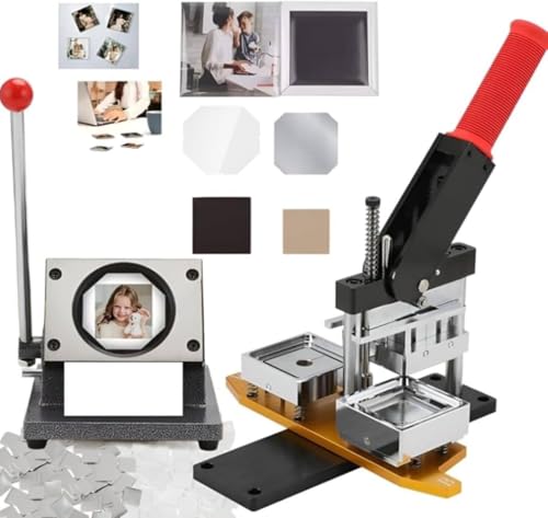 Zestaw do robienia magnesów fotograficznych DIY – kwadratowa maszyna do magnesów z prasą do papieru akrylowego i szpilek – idealna do niestandardowych magnesów na lodówkę