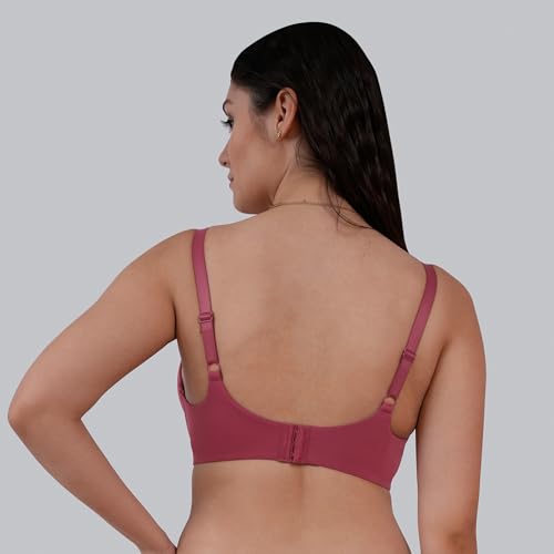 Image of SOIE Women's Full Coverage Padded Non-Wired Seamless T-Shirt Bra | Ultra Soft Nylon Spandex with Adjustable Straps, Side Support & Smooth Invisible Finish