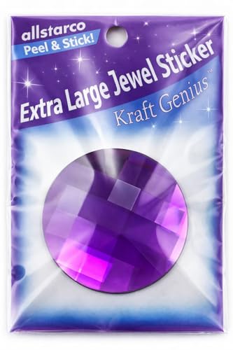 Allstarco 60mm (2-3/8") Large Purple Amethyst Round Self-Adhesive Gems