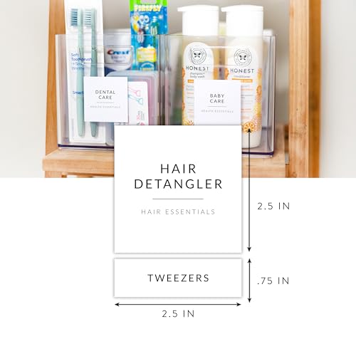 Image of Minimalist Bathroom Labels for Organizing, 136 Preprinted Bath Room and Makeup Organizer Stickers, Waterproof Removable, Soap Shampoo Storage Supplies