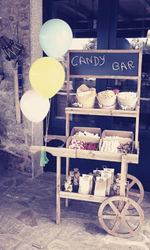 Mesa Dulce de Chuches y chocolates. Candy Bar. Carrito con dulces Automontable para todo tipo de eventos y celebraciones. Opción Sin Gluten