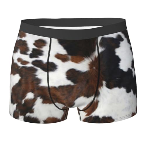 Poadnly Textura de Piel de Vaca Color Canela en Blanco y Negro,Calzoncillos bóxer novedosos para Hombre, Calzoncillos de poliéster Suave,S