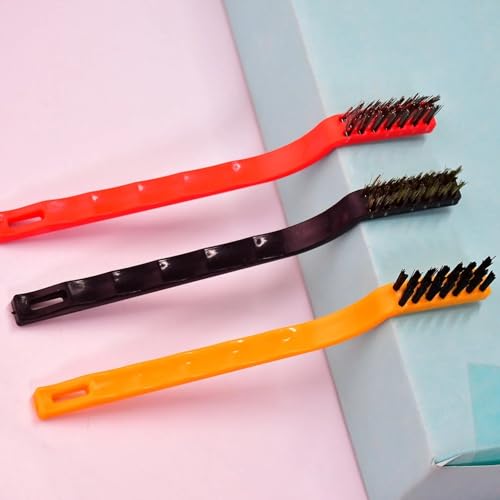 Image of Oblivion Mini Wire Brush for Cleaning - Wire Brush Set with Brass, Nylon & Stainless Steel Bristles, Cleaning Brushes for Gas Stove, Burner, Tiles, Tap Rust Removal & Paint & Dirt (Pack of 6)