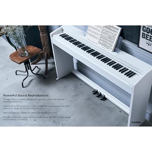 Image of Casio Privia PX-770 - 88-Key Weighted Console Digital Piano | Tri-Sensor II Scaled Hammer Action Keys | AiR Sound Source, 19 Tones, Concert Play, 16W Stereo Speakers, USB-MIDI | Elegant White Cabinet | 88 Weighted Keys with Simulated Ebony and Ivory Surfaces, Multi-Dimensional Morphing Air Sound Source with 19 Tones