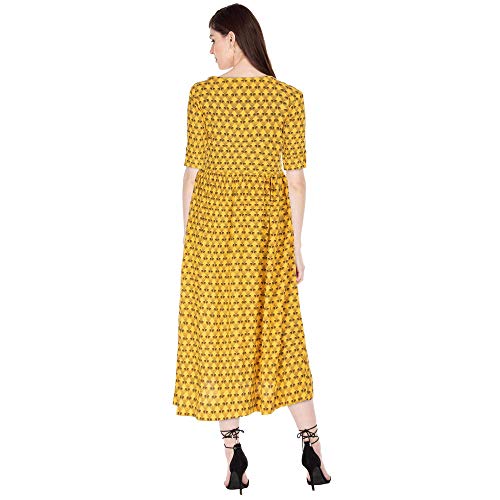 Image of Haute Curry by Shoppers Stop Womens Round Neck Printed Kurta