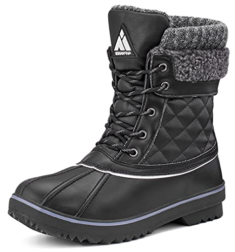 Mishansha Zapatos de Invierno para Mujer Planas Calentar Forrado Antideslizante Botas de Nieve Aire Libre Negro 38 Cover