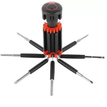 Purple Dust 8 in 1 Portable Screwdriver Tool kit | Multifuction Screwdriver Set | Hardware Repair Tool with 6 LED Torch Combination for All Household, Car, Bike (Pack of 1, Black)