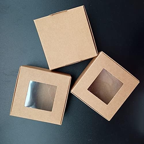 100pcs Large Kraft Paper Gift Box 2021 New Year Christmas Goods Packaging Bags for Chocolate Cookie Jewelry Present Soap Case (Coffee,100pcs)