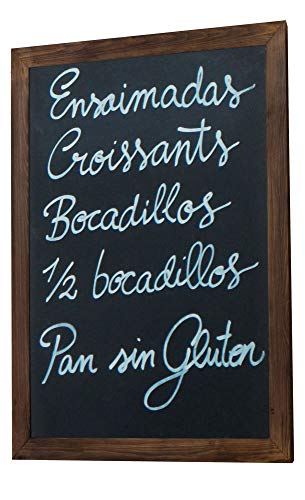 Pizarra negra marco madera vintage. 64 x 48 cm. Apta para tizas