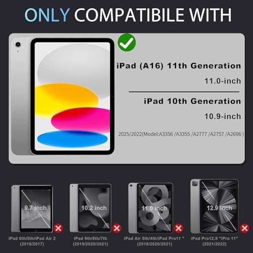 Image of Auizotl Case for iPad (A16) 11th /10th Generation 2025 /2022,10th Gen iPad Case with Screen Protector 360 Rotating Stand,Heavy Duty Shockproof Cover for i Pad 11.0 /10.9,Purple Orange