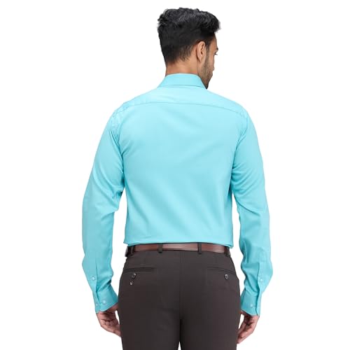 Image of Raymond Men's Slim Fit Solid Pattern Pure Cotton Semi Cut Away Collar Full Sleeve Formal Shirt