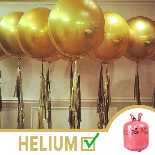 Image of PartyWoo Metallic Gold Large Round Giant 4D Foil Balloons 6pcs 22 Inch
