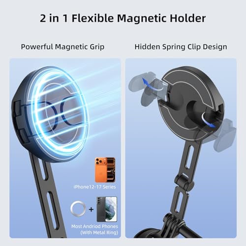 Image of MOBILIFE Magnetic Neck Phone Holder Flexible Hands-Free POV Neck Mount with Chest Strap 360Rotatable Adjustable Silicone Gooseneck Stand for Cellphone Action Camera Vlogging /Sports /Cooking /Recording