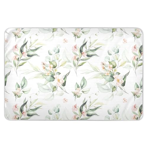 Tapete para pañales reutilizable extra grande con diseño floral de acuarela, resistente al agua, agradable a la piel, para niños, adultos, mascotas, 52 pulgadas de largo x 34 pulgadas de ancho