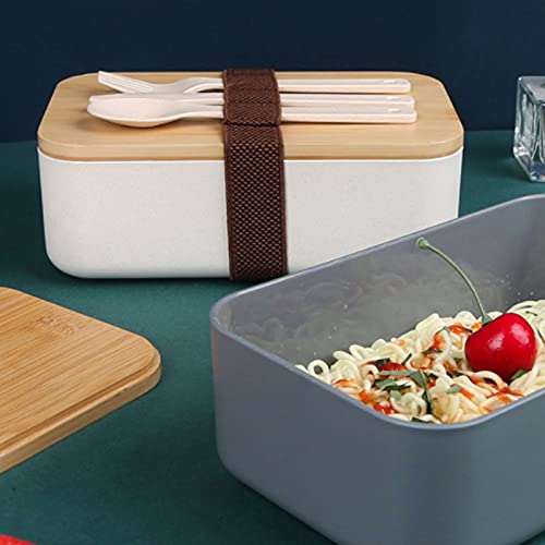 Lunc Boxes Scatola portapranzo in Legno dai Colori Moderni, Utilizzabile nel microonde e nel detersivo, 2 Scomparti, a Prova di perdite, Adatta per Le Famiglie