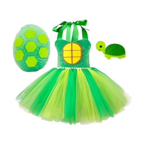 Bonito disfraz de tortuga, conjunto de tutú verde novedoso, cosplay de animales con característica cómoda, falda elegante con diadema de tela suave, disfraz de, diseño divertido, ropa de vestir