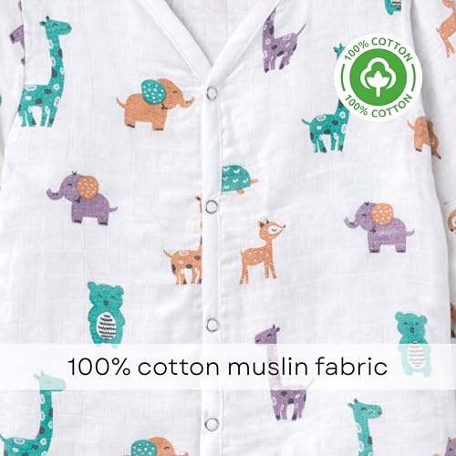Image of The Boo Boo Club Kids 100% Cotton Muslin Printed V Neck Long Sleeve TopBottom Set | Night Suit for Baby Girl and Boy