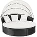 Devoko Patio Furniture Outdoor Round Daybed with Retractable Canopy Wicker Rattan Separated Seating Sectional Sofa for Patio Lawn Garden Backyard Porch
