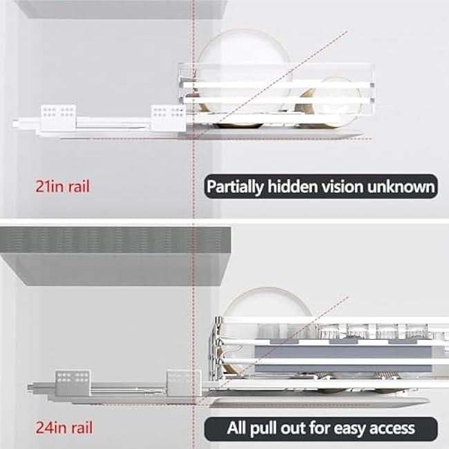 2-Tier Sliding Cabinet Organizer with Damping Guide 304 Stainless Steel Bowl Basket for Kitchen Under SinkStorage Heavy Duty Metal Sliding Baskets for Pots, Pans and Lid