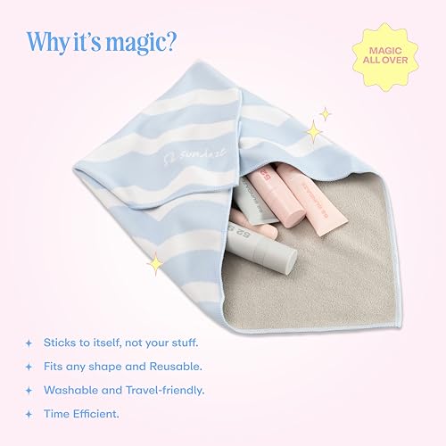 Image of 52 Sundaze Magic Wrap | Self-Adhesive Reusable Cloth for Bundling Skincare & Essentials | Washable & Travel-Friendly | Portable Cosmetic Bag | Makeup Bag | Multi-Purpose Storage Wrap Cloth | 50x50cm