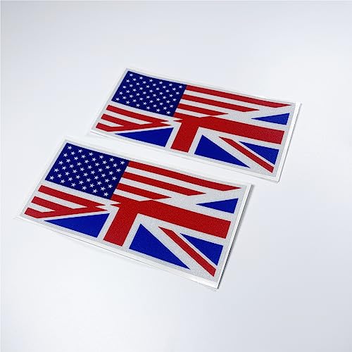 Image of Car Stickers Tape for USA UK British American Flag Merged Union Jack Decal Auto Decoration Window Tail Applique 2PCS 15x7cm