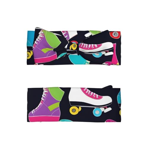 Baby Bow Headband Retro Roller Skates Pattern Soft, Skin-Friendly for Newborns 0-6 Months, for Baby Girls2
