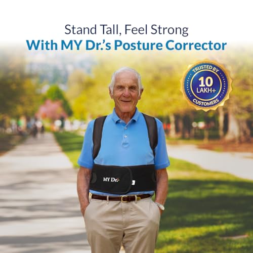 Image of MY Dr. X-Cross Posture Corrector Belt for Men & Women | Adjustable Back & Shoulder Support Brace for Spine Alignment, Hunchback Correction & Upper Back Pain Relief | Breathable Neoprene, Sweat-Free & Skin-Friendly | Ideal for Office, Driving, Gym & Daily Use | Waist Size (Universal)