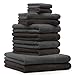 Produktbild Betz 10-tlg. Handtuch-Set PREMIUM 100% Baumwolle 2 Duschtücher 4 Handtücher 2 Gästetücher 2 Waschhandschuhe Farbe Dunkel Braun & Anthrazit