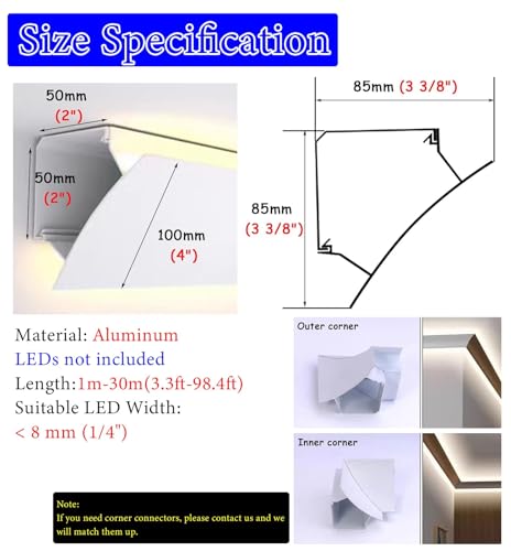 Iluminación LED de moldura de corona perimetral y luz indirecta para techo 7