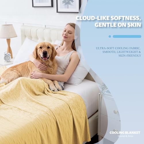 Image of Cooling Blanket Throw Size, 50 inchx70 inch Cooling Blankets for Hot Sleepers, Cold Blanket Thin Lightweight Breathable Soft for Couch Bed, Lightweight Blanket Keep Cool for Night Sweats