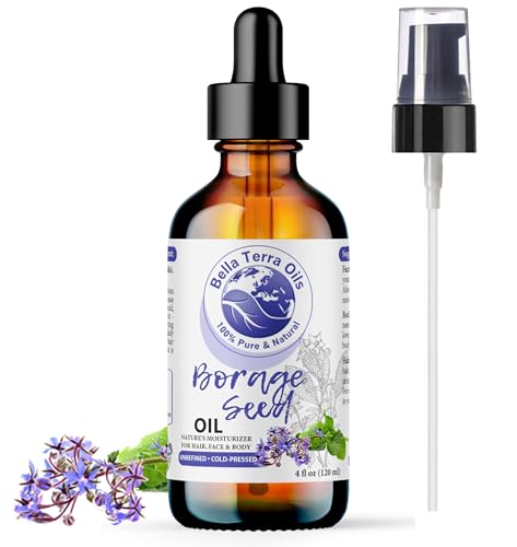 Bella Terra Oils - Natural Borage Seed Oil 2oz - Dive into a World of Omega-6 & Essential Minerals, Natural Nourishment for a Radiant Complexion