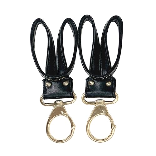 Image of TWELVElittle Stroller Clips 2.0 Non Slip, Vegan Leather, Diaper Bag Straps, Black