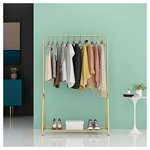 Appendiabiti antiruggine dorato con ripiano inferiore, armadio aperto per camera da letto e ingresso, elegante Perchero Burro perfetto per nizing vestiti e accessori
