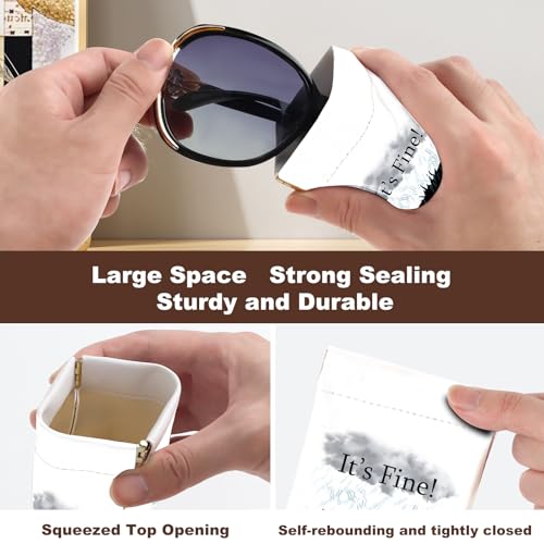 Image of Anikathy 2Pcs Sunglass Eyeglass Glasses Case Soft PU Leather with Cleaning Cloth Cute Glasses Pouch Bag for Men Women Girs