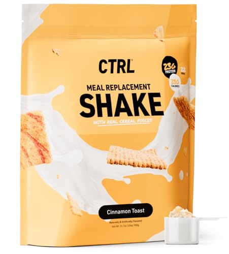 CTRL Meal Replacement Shake with Real Cereal Pieces – Cinnamon Toast - 15 Servings Packed with Essential Nutrients, Including 23g of Protein, 8 Grams of Fiber, 22 Vitamins and Minerals & Only 1g Sugar