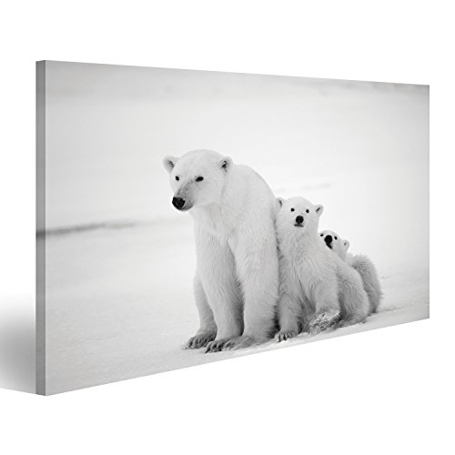 islandburner Tableau sur toile Ours polaire avec oursons Ours polaire arctique Cadre Affiche Poster Murale Tableaux