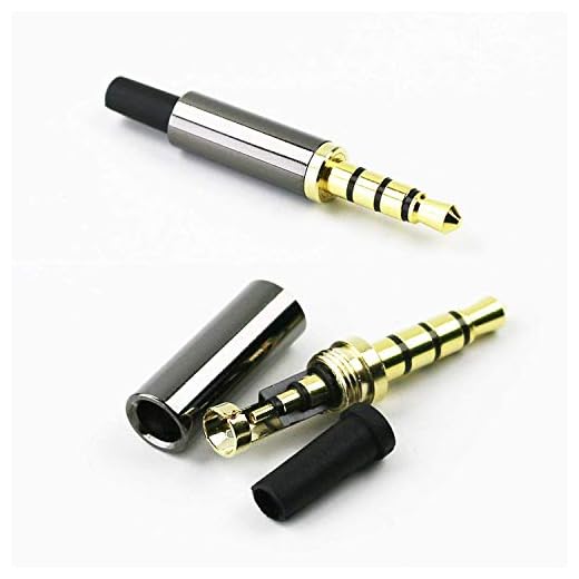 3PCS 3.5mm 4 Pole Connector with Sliver Stainless Steel Metal Case for Headphone Repair - Gold Plating Aux Replacement Jack Plug for Soldering Stereo Audio Cable of Headset