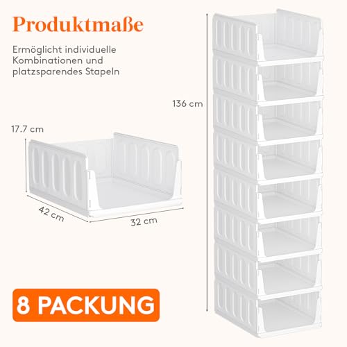 Lifewit 8 Pack Stapelbar Kleiderschrank Organizer, Ausziehbar Schrank, Stapelbar Aufbewahrungsbox für Bad Küchenschrank Lagerung, Multifunktionale Ordnungssystem, Camping Schrank, 42 cm Tiefe
