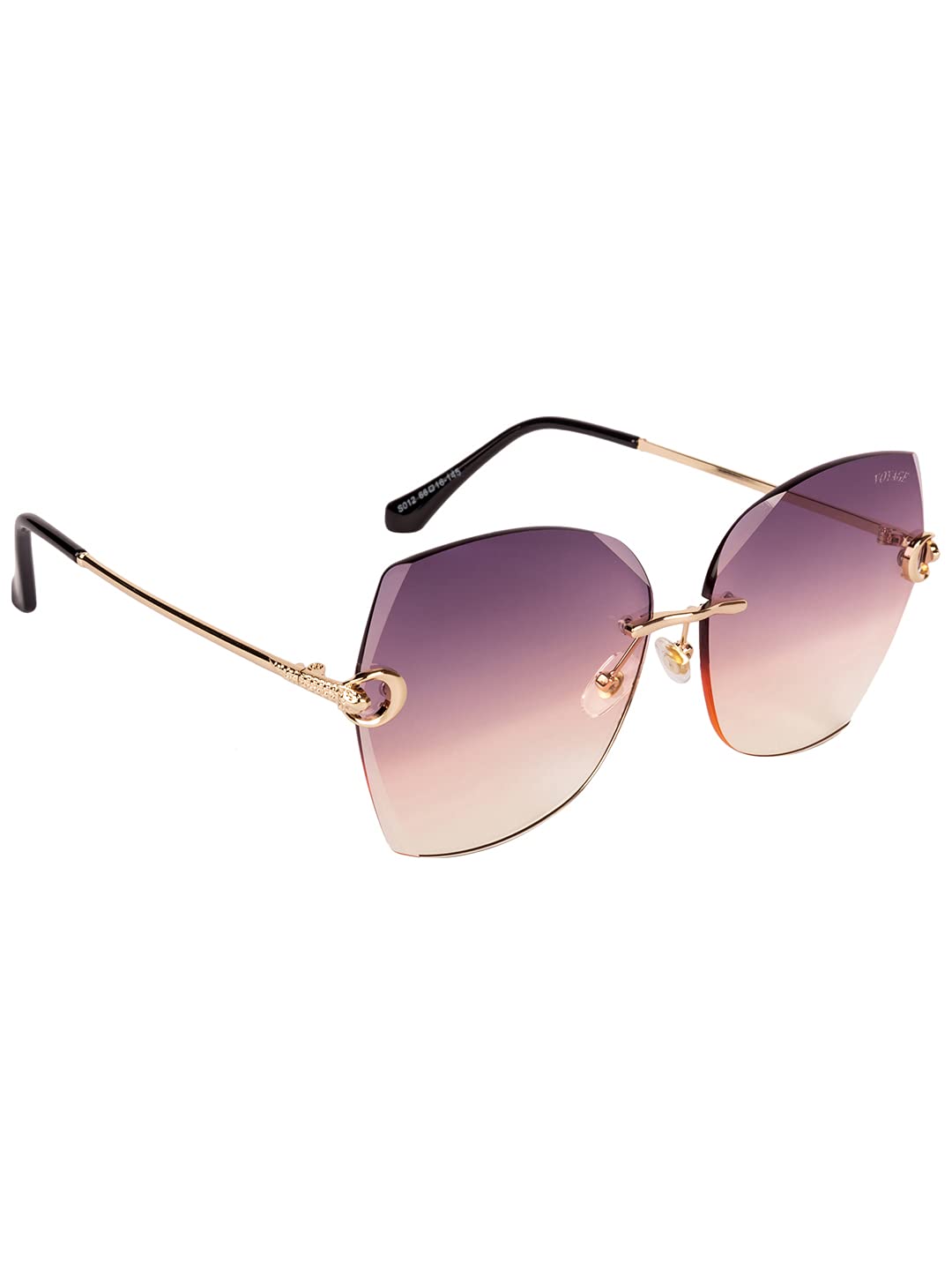 UV Protected Square Women Sunglasses - (Violet Lens | Golden Frame | S012MG2878Z)